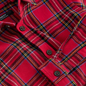 Red Tartan 100% Cotton Long Sleeve Check Shirt (3-12yrs)