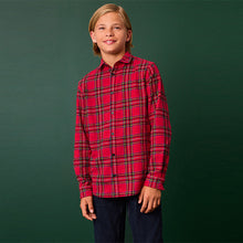 Load image into Gallery viewer, Red Tartan 100% Cotton Long Sleeve Check Shirt (3-12yrs)
