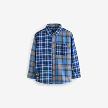 Load image into Gallery viewer, Blue Splice Check 100% Cotton Long Sleeve Check Shirt (3-12yrs)

