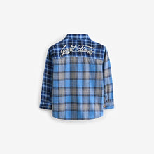Load image into Gallery viewer, Blue Splice Check 100% Cotton Long Sleeve Check Shirt (3-12yrs)
