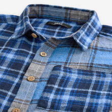 Load image into Gallery viewer, Blue Splice Check 100% Cotton Long Sleeve Check Shirt (3-12yrs)
