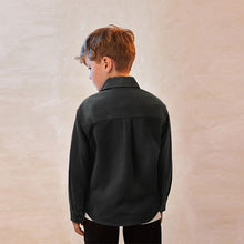 Load image into Gallery viewer, Black Plain 100% Cotton Overshirt (3-12yrs)
