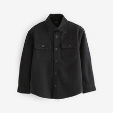 Load image into Gallery viewer, Black Plain 100% Cotton Overshirt (3-12yrs)
