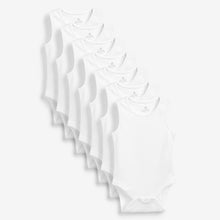 Load image into Gallery viewer, White Baby 7 Pack Vest Bodysuits (0mth-2yrs)
