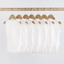Load image into Gallery viewer, White Baby 7 Pack Vest Bodysuits (0mth-2yrs)

