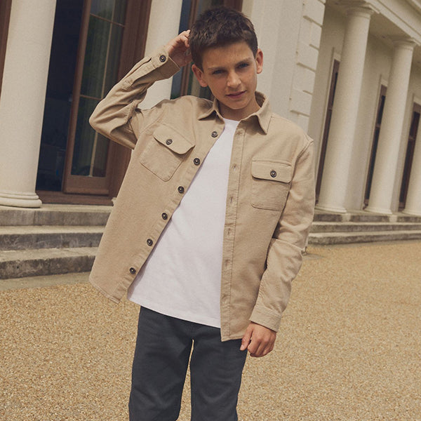 Neutral Plain 100% Cotton Overshirt (3-12yrs)