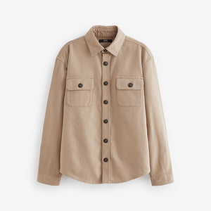 Neutral Plain 100% Cotton Overshirt (3-12yrs)