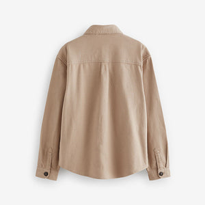 Neutral Plain 100% Cotton Overshirt (3-12yrs)