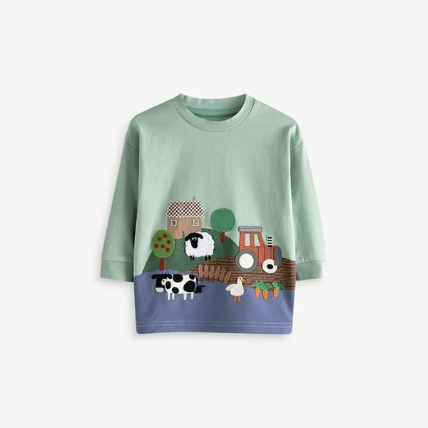 Green Farm 100% Cotton Long Sleeve Character T-Shirt (3mths-6yrs)