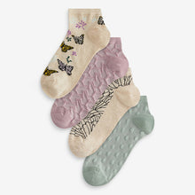 Load image into Gallery viewer, Pastel Butterfly Trainer Socks 4 Pack
