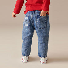 Load image into Gallery viewer, Blue Denim Pull On Badged 100% Cotton Jeans (3mths-6yrs)
