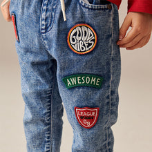 Load image into Gallery viewer, Blue Denim Pull On Badged 100% Cotton Jeans (3mths-6yrs)
