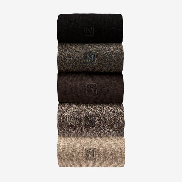 Neutral Marl 5 Pack Embroided Lasting Fresh Socks