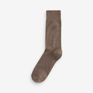 Neutral Marl 5 Pack Embroided Lasting Fresh Socks