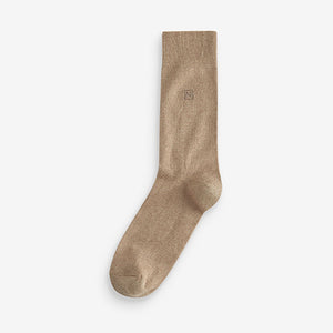 Neutral Marl 5 Pack Embroided Lasting Fresh Socks