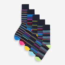 Load image into Gallery viewer, Blue Stripe Pattern Socks 5 Pack
