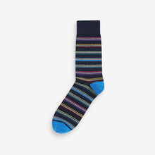 Load image into Gallery viewer, Blue Stripe Pattern Socks 5 Pack
