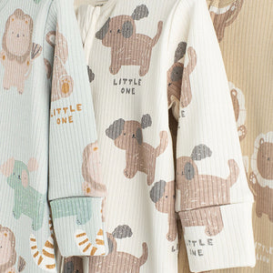 Green/Neutral Baby Cotton Sleepsuits 3 Pack (0mths-1.5-2yrs)