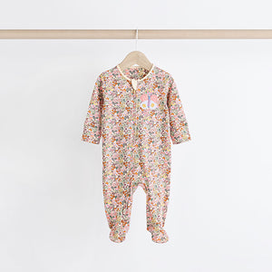 Multi Ladybird Baby Character Zip 100% Cotton Sleepsuits 3 Pack (0mths-18mths)