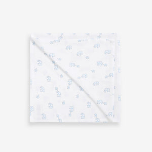 Blue Elephant Baby Muslin Cloths 4 Packs