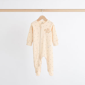 Neutral Milk Club Baby Two Way Zip 100% Cotton Sleepsuits 3 Pack (0mths-2yrs)