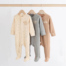 Load image into Gallery viewer, Neutral Milk Club Baby Two Way Zip 100% Cotton Sleepsuits 3 Pack (0mths-2yrs)
