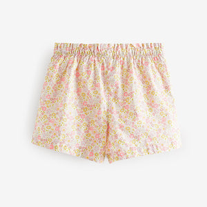 Pink Floral Print 100% Cotton Pull-On Shorts (3mths-5-6yrs)