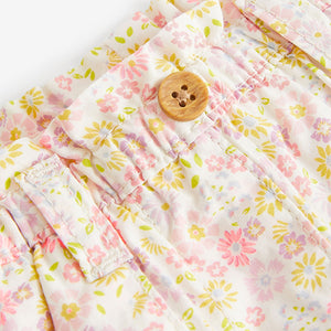 Pink Floral Print 100% Cotton Pull-On Shorts (3mths-5-6yrs)