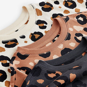 Brown/Cream Short 100% Cotton Pyjamas 3 Pack
