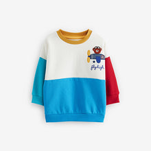 Load image into Gallery viewer, White/Blue/Red Colourblock Character Crew Neck 100% Cotton Sweatshirt (3mths-6yrs)
