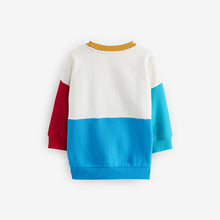 Load image into Gallery viewer, White/Blue/Red Colourblock Character Crew Neck 100% Cotton Sweatshirt (3mths-6yrs)
