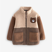 Load image into Gallery viewer, Brown Colourblock Fleece Zip Through Jacket (3mths-7yrs)
