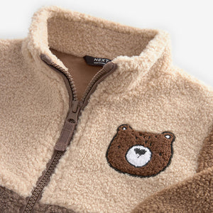 Brown Colourblock Fleece Zip Through Jacket (3mths-7yrs)