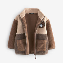 Load image into Gallery viewer, Brown Colourblock Fleece Zip Through Jacket (3mths-7yrs)
