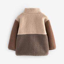 Load image into Gallery viewer, Brown Colourblock Fleece Zip Through Jacket (3mths-7yrs)
