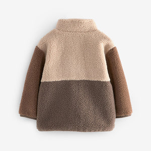Brown Colourblock Fleece Zip Through Jacket (3mths-7yrs)