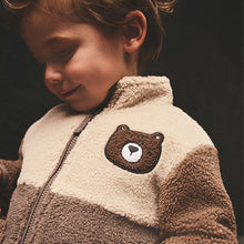 Load image into Gallery viewer, Brown Colourblock Fleece Zip Through Jacket (3mths-7yrs)
