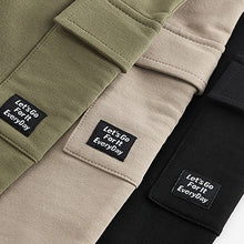 Load image into Gallery viewer, Khaki Green/Grey/Black Super Skinny Utility Joggers 3 Pack (3mths-6yrs)
