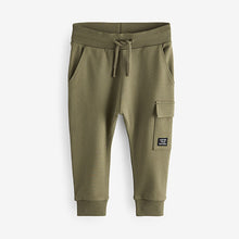 Load image into Gallery viewer, Khaki Green/Grey/Black Super Skinny Utility Joggers 3 Pack (3mths-6yrs)
