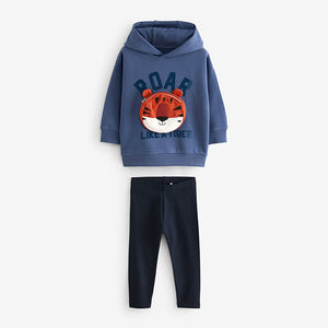Blue Tiger Bumbag 100% Cotton Hoodie and Leggings Set (3mths-6yrs)
