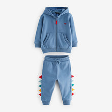 Load image into Gallery viewer, Blue Dinosaur Spikes Zip Through Hoodie and Joggers Set (3mths-6yrs)
