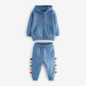 Blue Dinosaur Spikes Zip Through Hoodie and Joggers Set (3mths-6yrs)