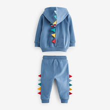 Load image into Gallery viewer, Blue Dinosaur Spikes Zip Through Hoodie and Joggers Set (3mths-6yrs)
