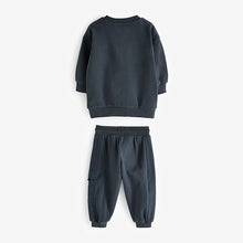 Load image into Gallery viewer, Charcoal Grey Utility Sweatshirt and Joggers Set (3mths-6yrs)

