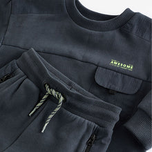 Load image into Gallery viewer, Charcoal Grey Utility Sweatshirt and Joggers Set (3mths-6yrs)
