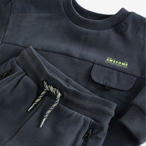 Charcoal Grey Utility Sweatshirt and Joggers Set (3mths-6yrs)