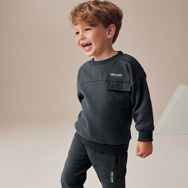 Charcoal Grey Utility Sweatshirt and Joggers Set (3mths-6yrs)