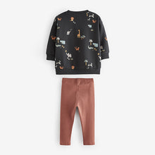 Load image into Gallery viewer, Black/Brown Safari All Over Print Sweatshirt and Leggings Set (3mths-6yrs)
