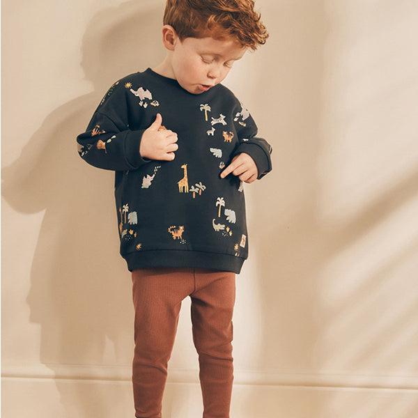 Black/Brown Safari All Over Print Sweatshirt and Leggings Set (3mths-6yrs)