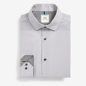 Grey Slim Fit Single Cuff Easy Care Shirts 3 Pack